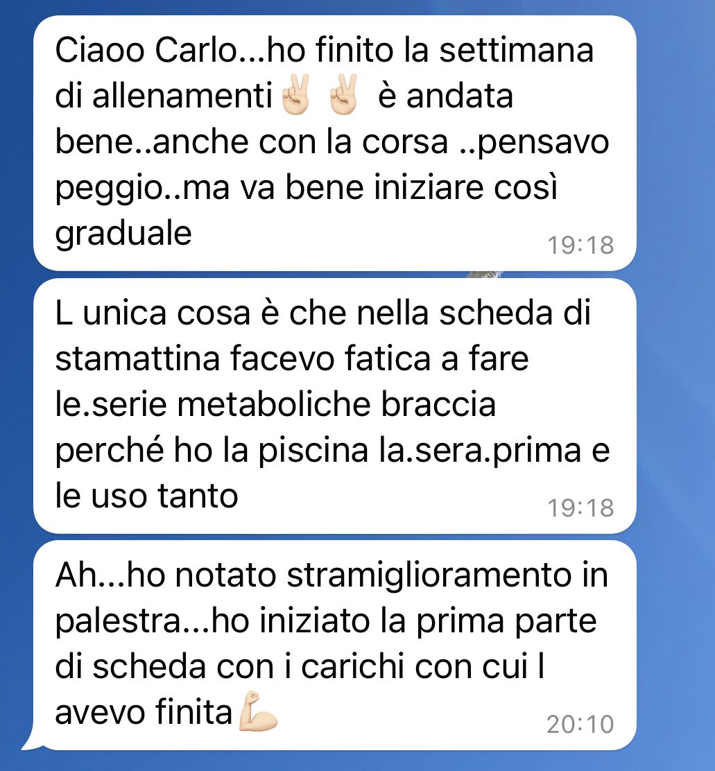 Risultato di un atleta Runners Academy: Feedback — Stramiglioramento in palestra