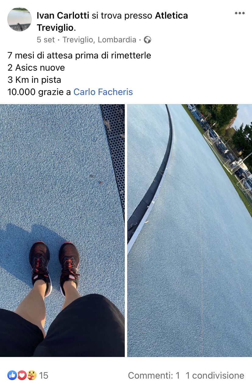 Risultato di un atleta Runners Academy: Ritorno in pista — Ivan