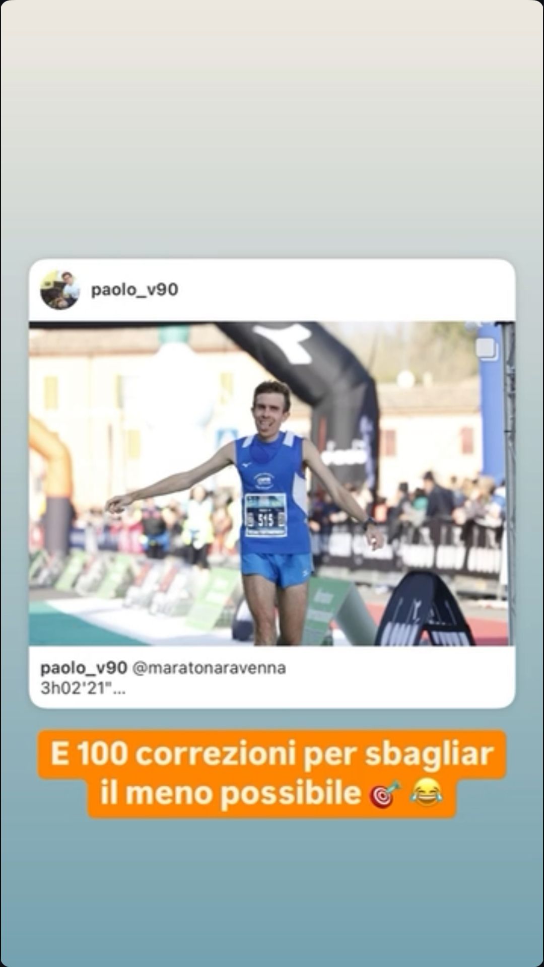 Risultato di un atleta Runners Academy: Paolo — 100 correzioni per sbagliare il meno possibile