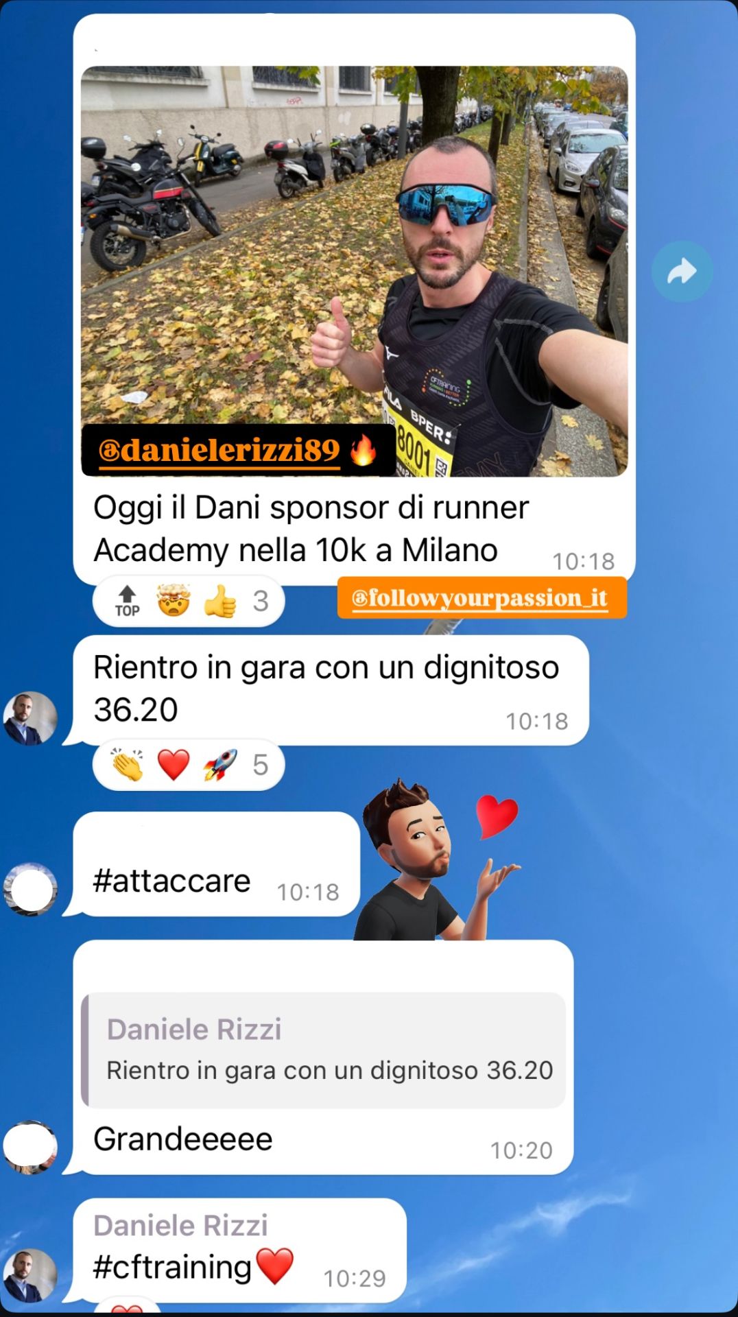 Risultato di un atleta Runners Academy: Dani — Rientro in gara 10K Milano 36'20